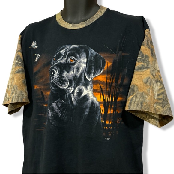 Vintage 90s Real Tree Hunting Dog T-Shirt - Picture 2 of 3